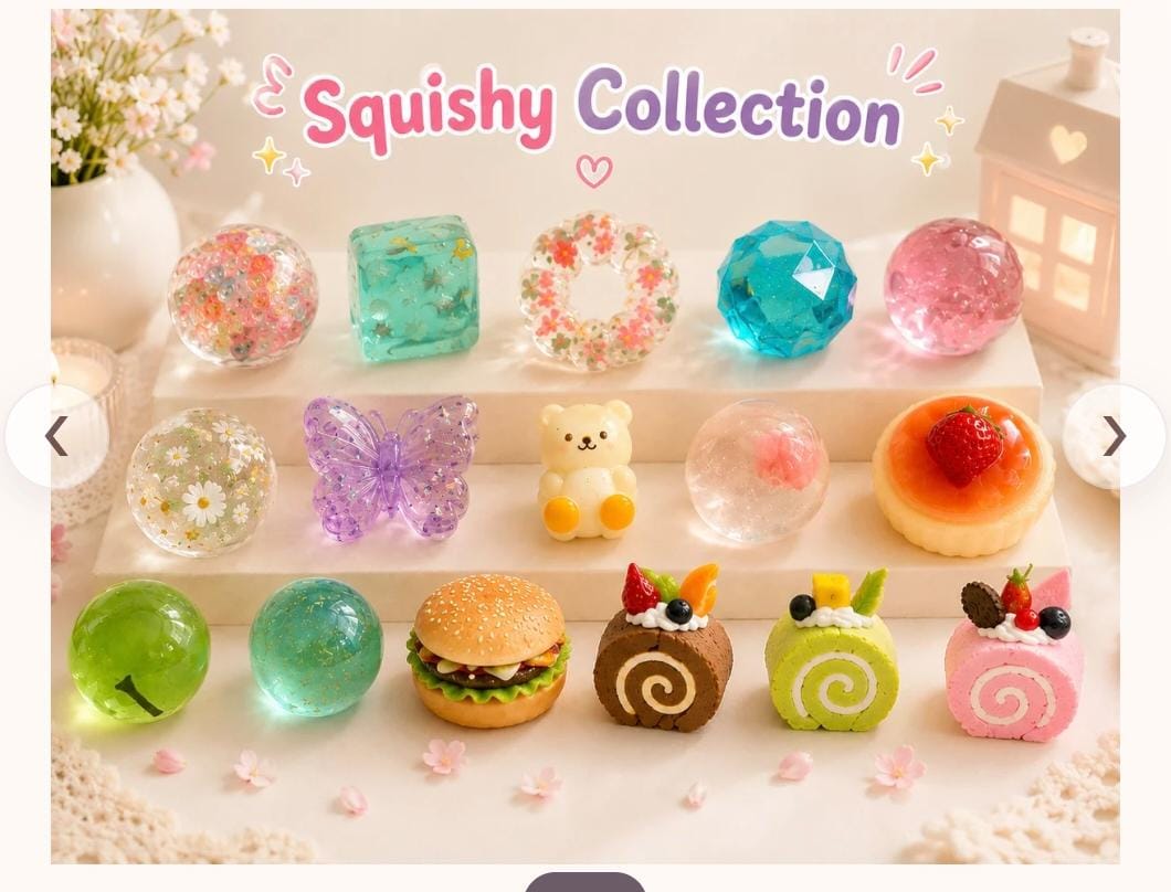 Colourful squishy collection styles available in surprise boxes