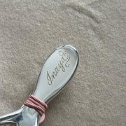 Personalised name engraving on a silver hairbrush