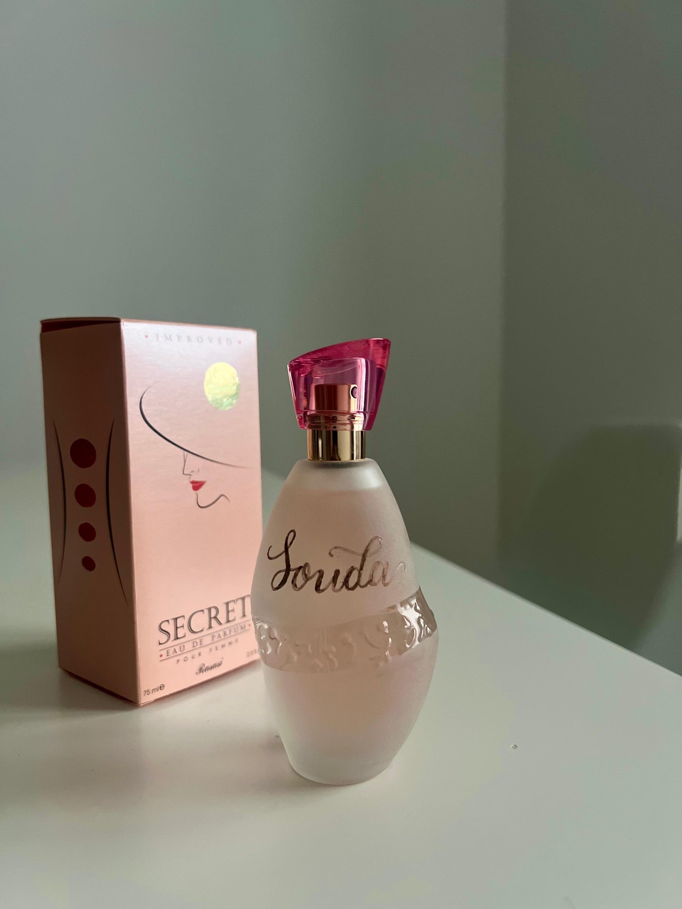 Personalised name engraving on a perfume bottle