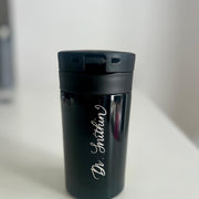 Personalised name engraving on a travel cup